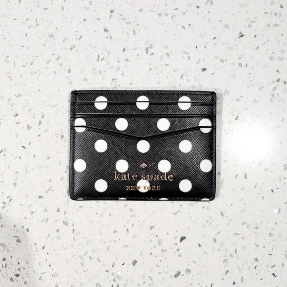 Kate Spade Black and White Polka Dot Card Holder